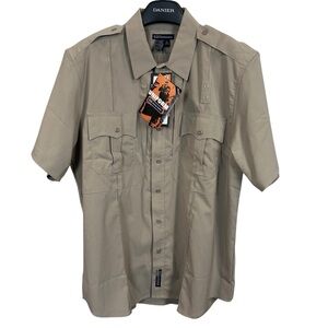 NEW 511 Tactical Shirt Men Extra Large Epaulets Military Tan Safari Utility READ